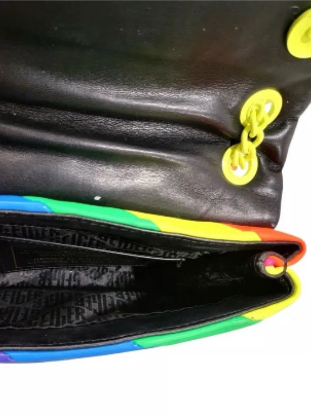 Kurt Geiger London Brixton Lock Leather Convertible Bag rainbow stripe print